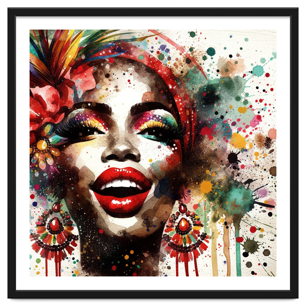 Brazilian Carnival Watercolor Portrait