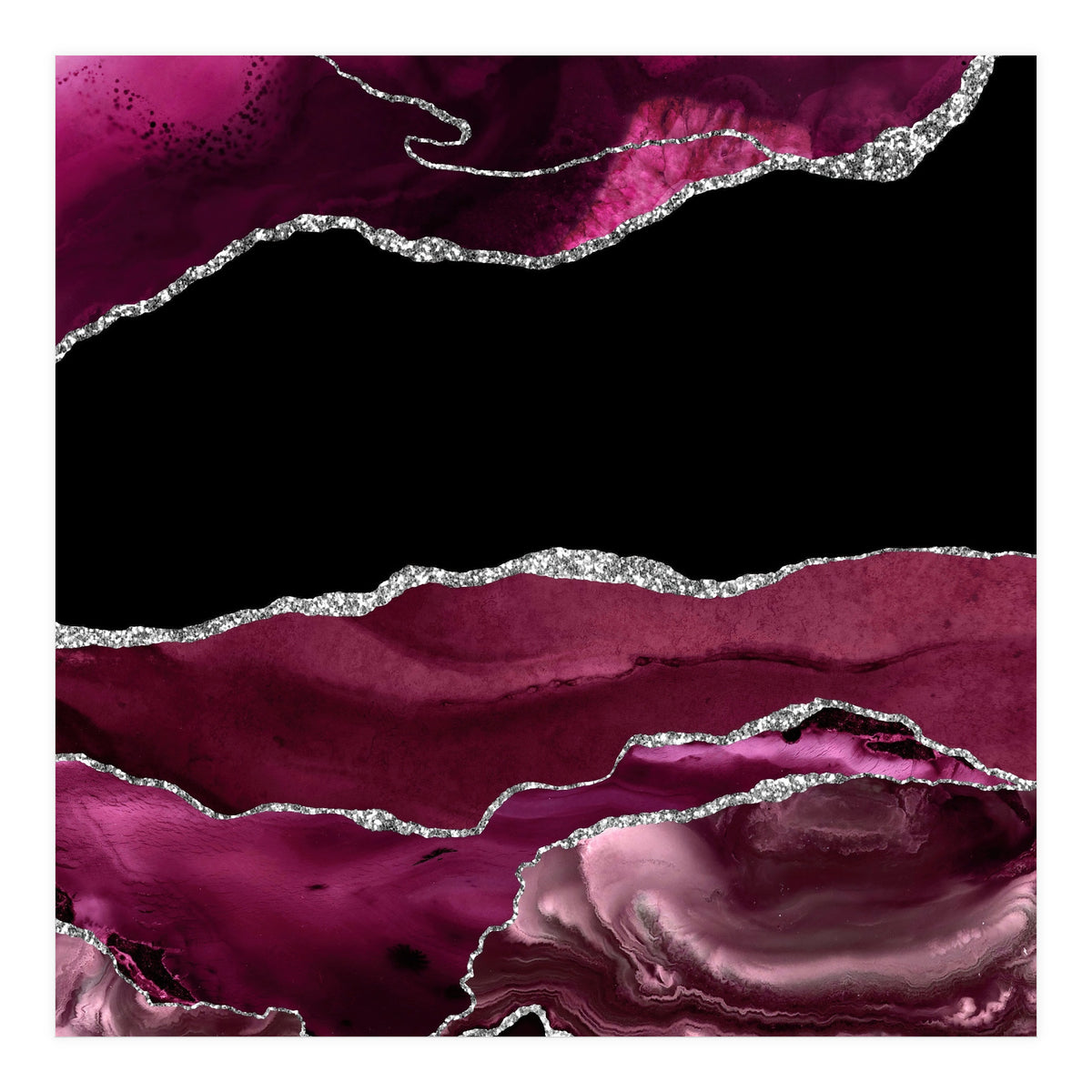 Burgundy & Silver Agate Texture 02 (Print Only)