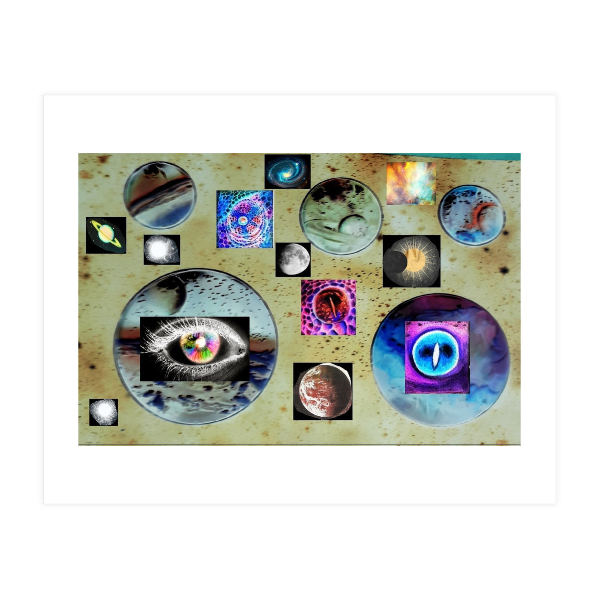 Cosmos Planet Invert Collage Universe Design (Print Only)