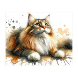 Majestic Cat With Watercolor Splashes (Print Only) thumbnail