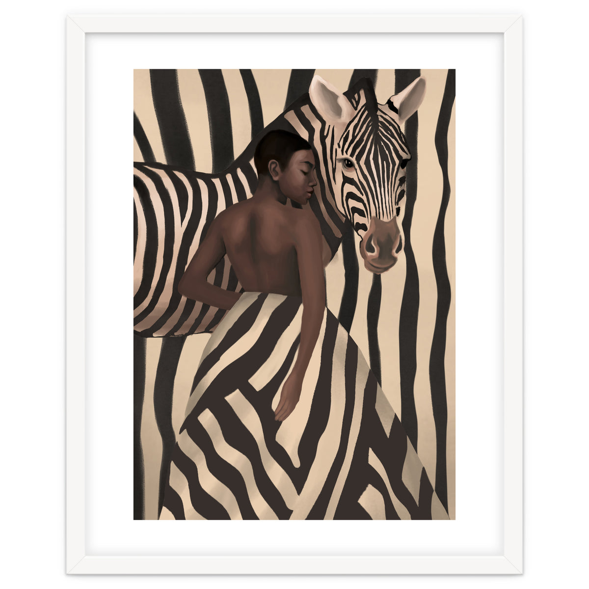 Woman And Zebra In Bold Stripes