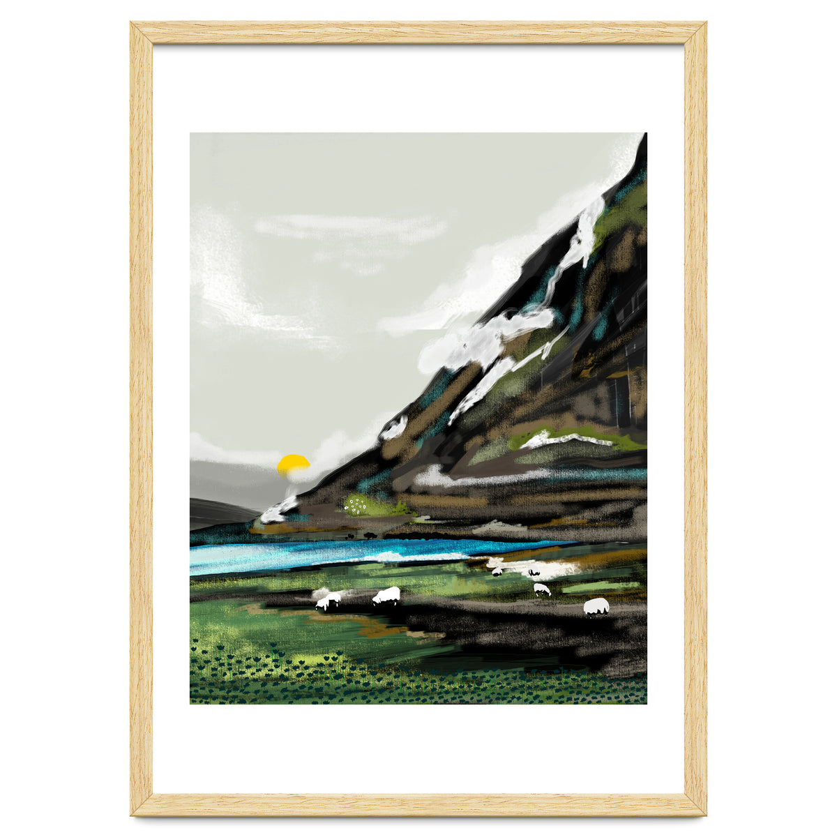 Graze, Cattle Nature Landscape Painting, Mountains Wild Adventure Cows, Animals Grassland Bohemian