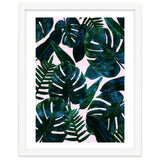 Tropical Nature Monstera Watercolor Painting, Botanical Jungle Dark Palm Illustration thumbnail