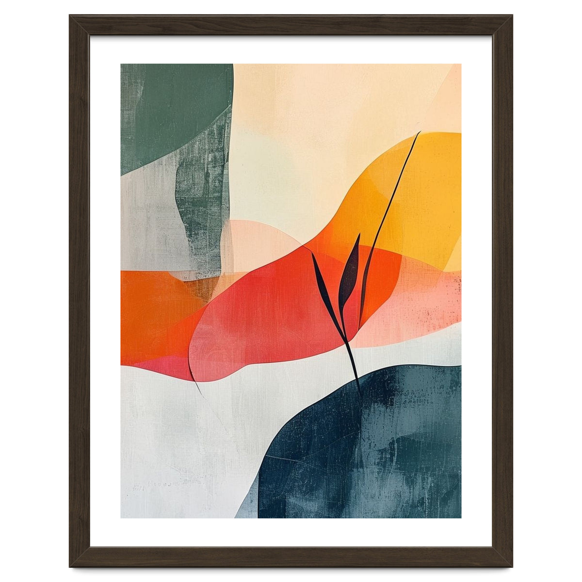Minimalist Botanical Abstract Art with Organic Overlapping Shapes