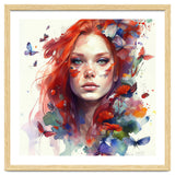 Watercolor Floral Red Hair Woman #9 thumbnail