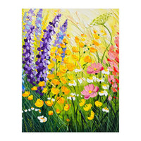 Sun-Drenched Wildflower Meadow Oil Painting (Print Only)