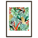 Paradise, Tropical Jungle Botanical Bohemian Illustration, Palm Bird of Paradise Gold Painting thumbnail