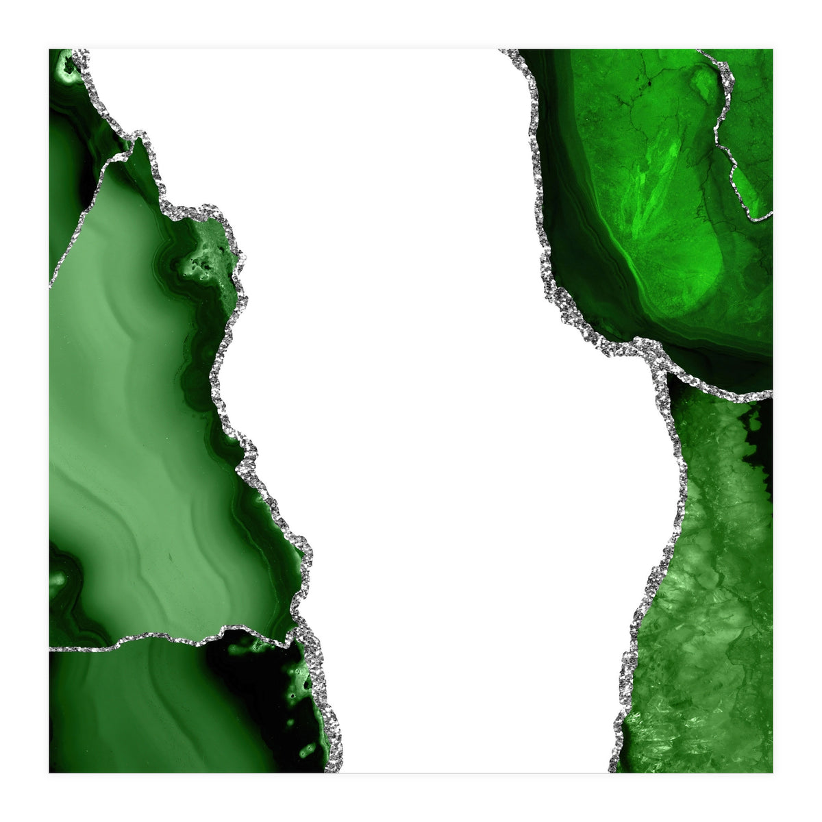 Green & Silver Agate Texture 15  (Print Only)