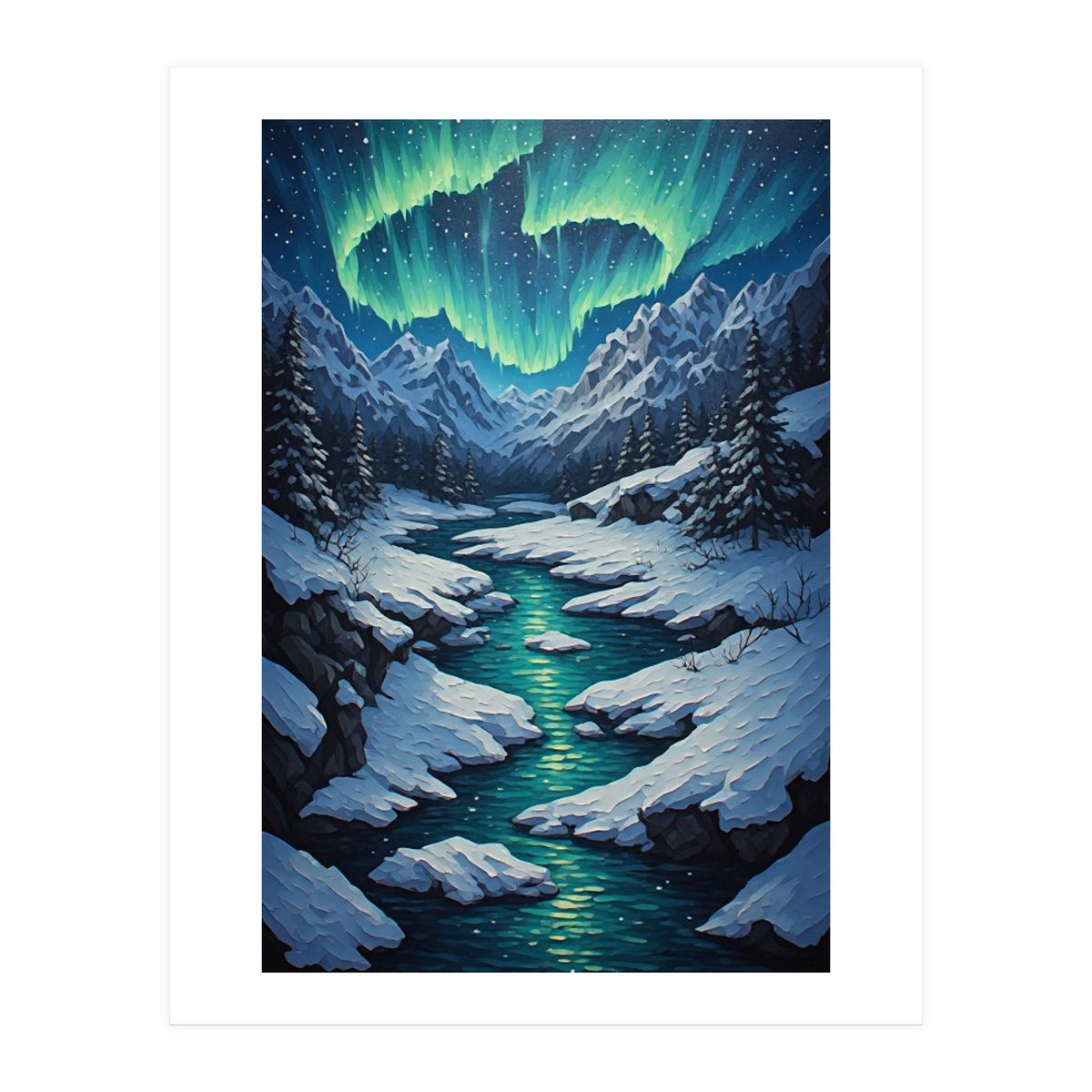Ethereal Northern Lights: Arctic Winter Valley (Print Only)