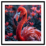 Vibrant Flamingo Portrait With Tropical Foliage thumbnail