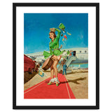 Sexy Pinup Brunette Experiencing Sudden Wind At The Airport thumbnail