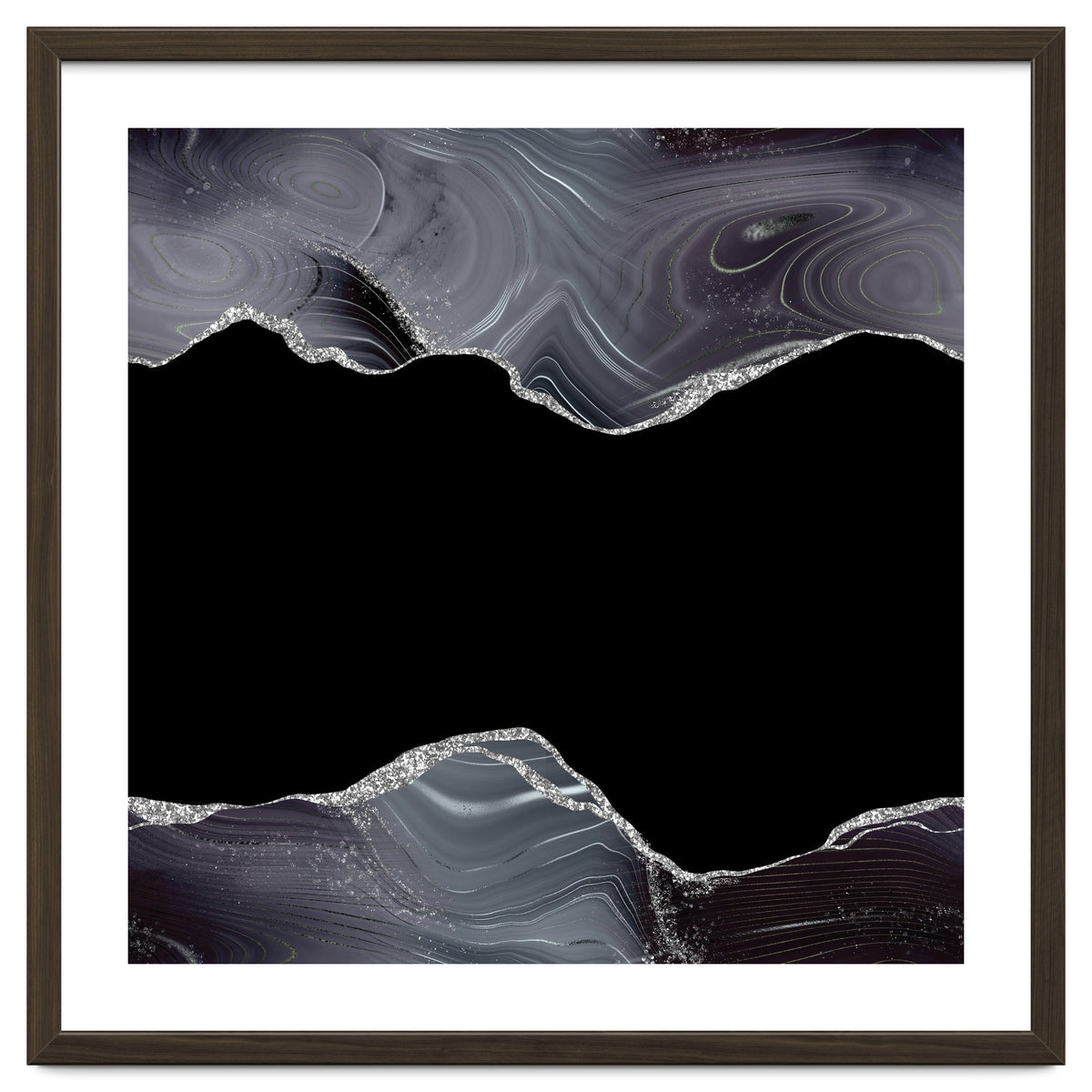 Black & Silver Glitter Agate Texture 04