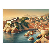 Vintage Croatia, Dubrovnik Coastal Poster (Print Only)
