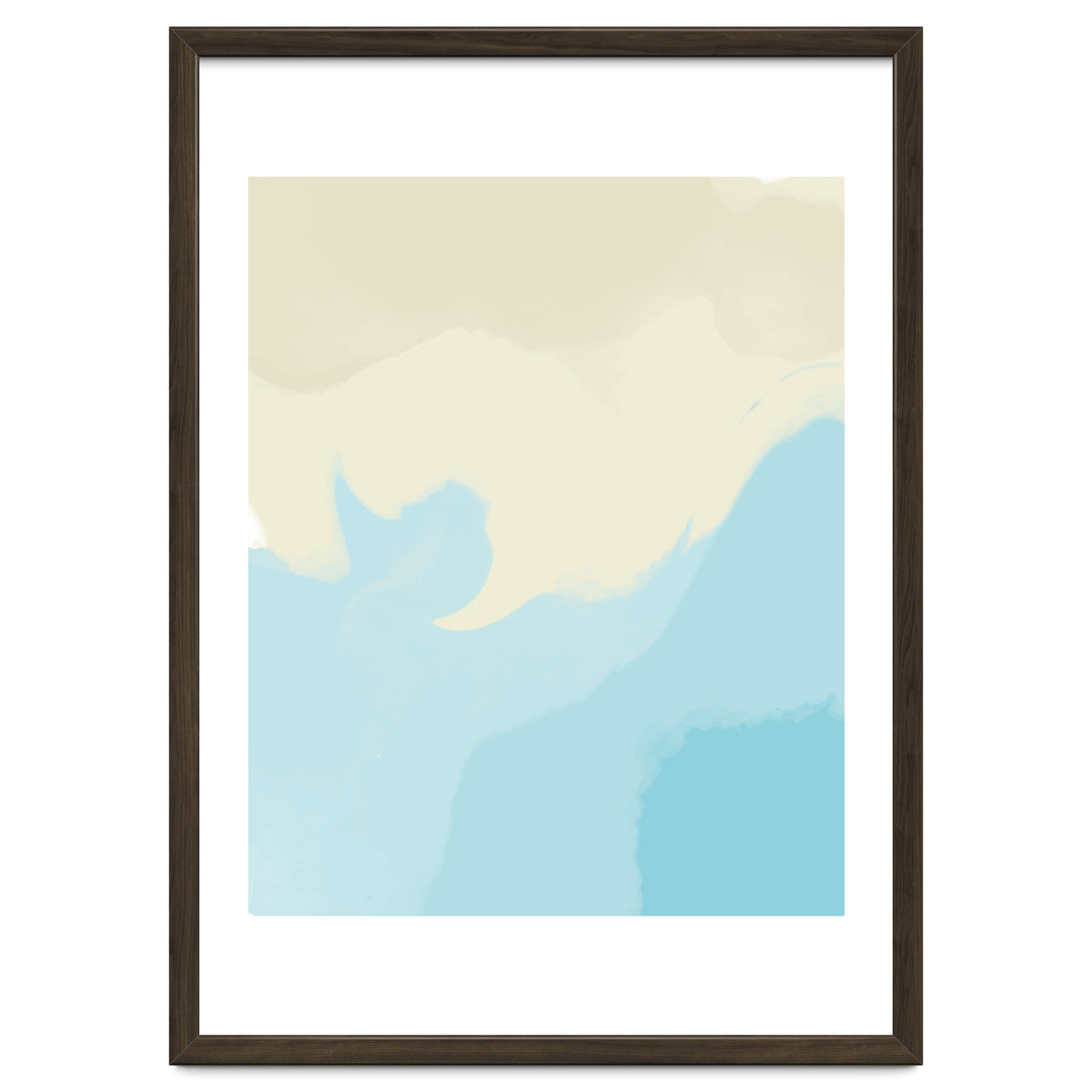 Mellow, Abstract Powder Blue Pastel Pearl Painting, Modern Simple Minimal Waves