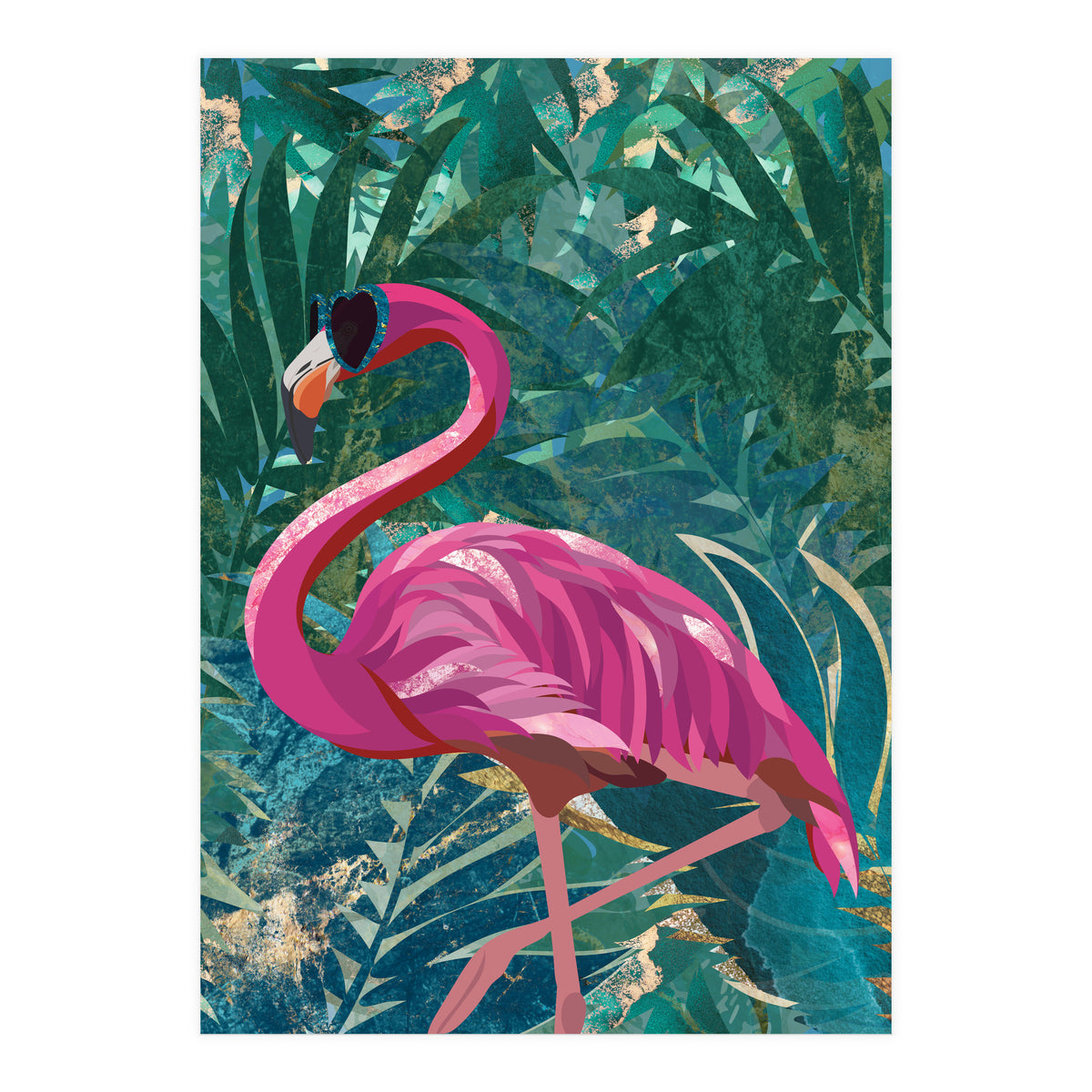 Flamingo in the jungle (Print Only)