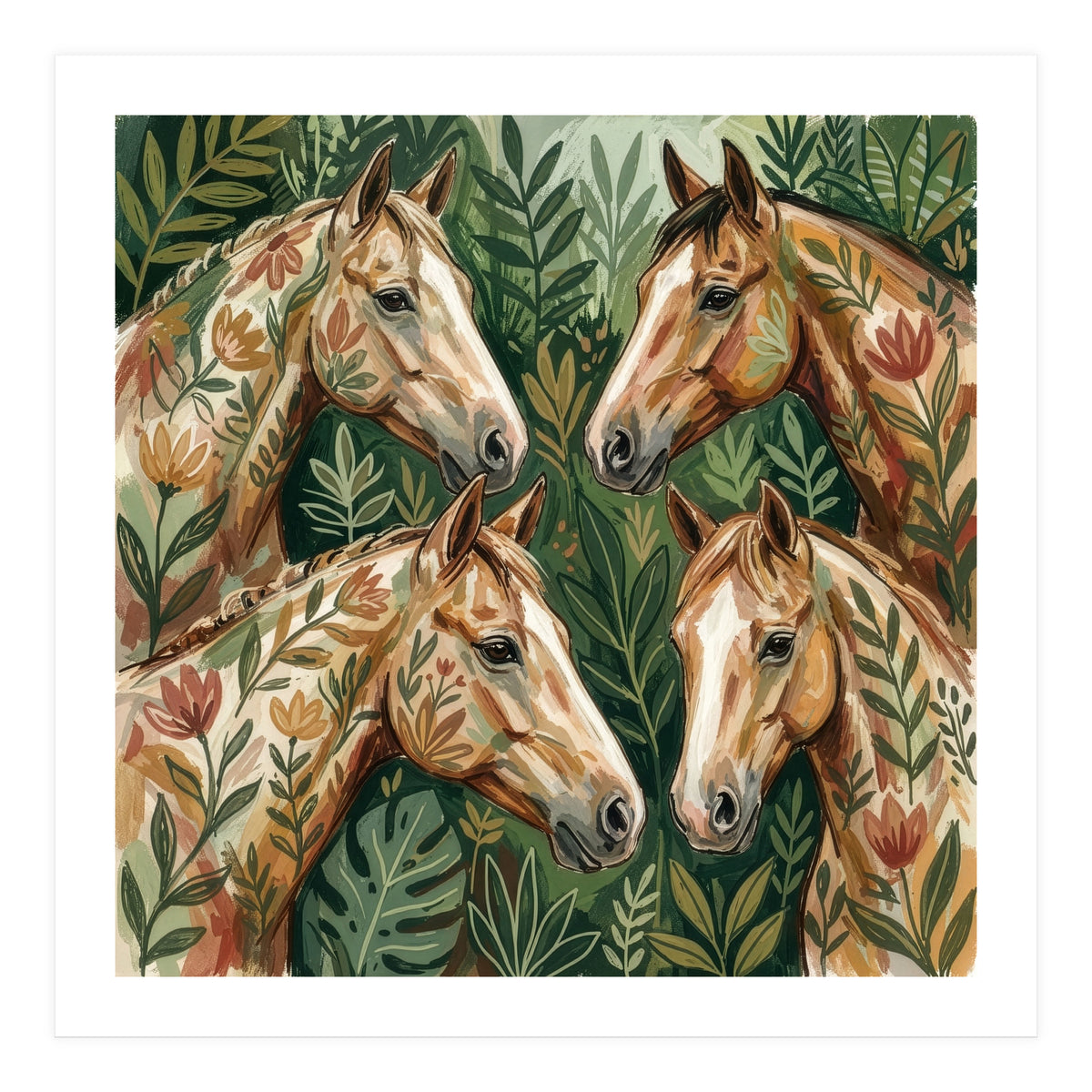 Majestic Floral Horses (Print Only)