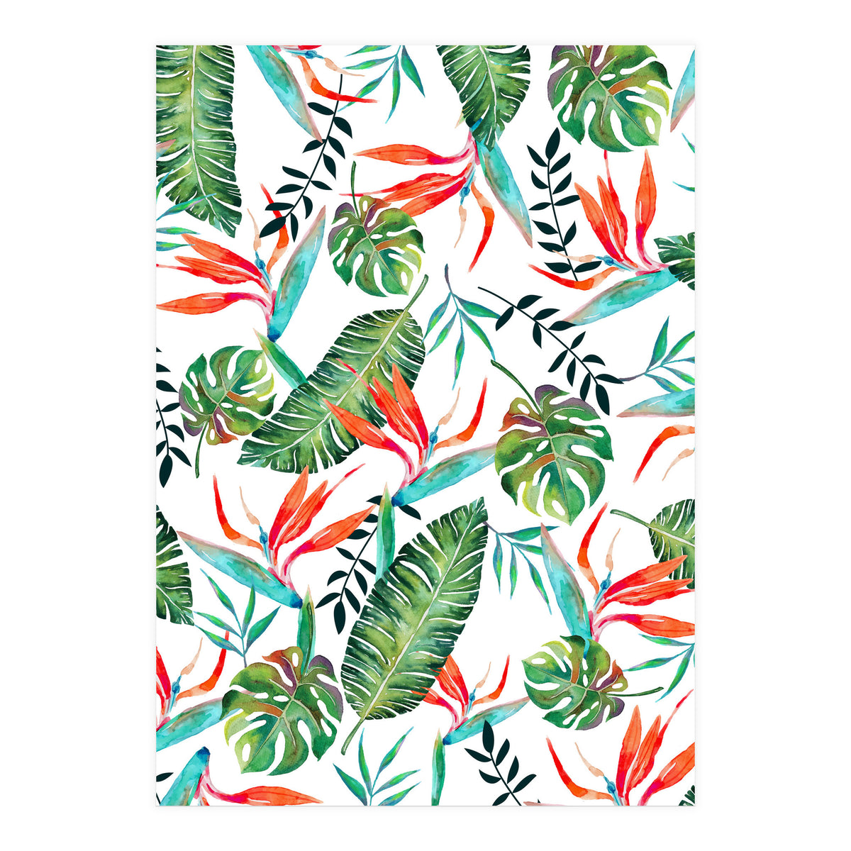A New Paradise #Bird of paradise painted tropical art & pattern (Print Only)