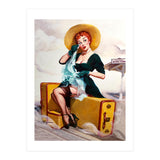 Pinup Sexy Girl Left At The Bus Station (Print Only) thumbnail