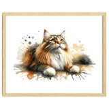 Majestic Cat With Watercolor Splashes thumbnail