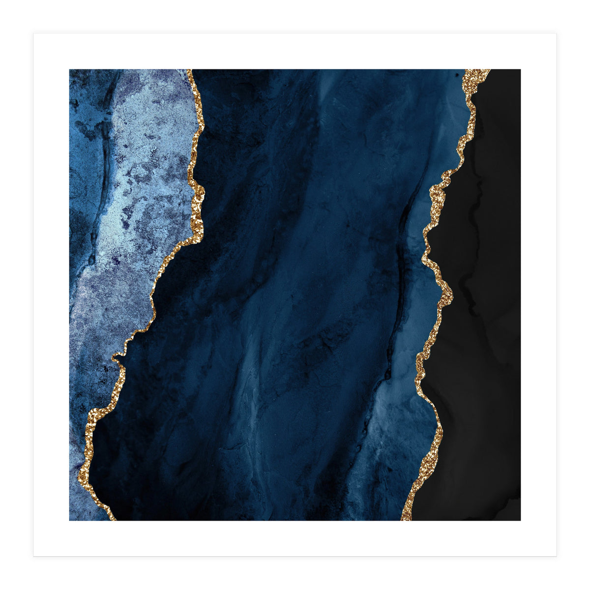 Navy & Gold Agate Texture 01  (Print Only)
