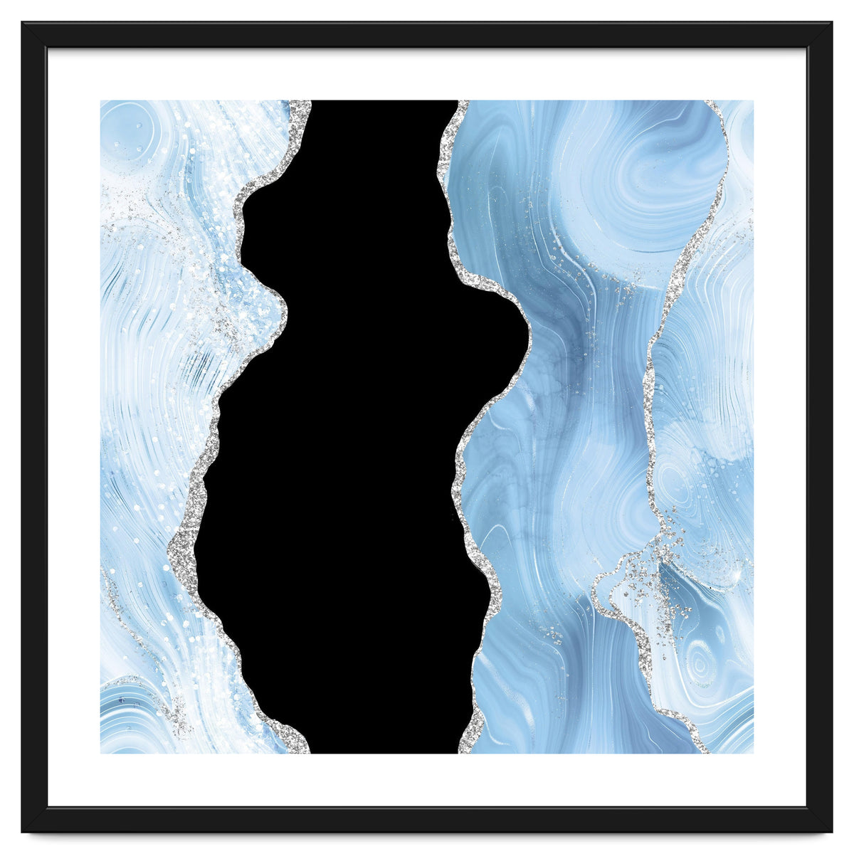 Blue & Silver Agate Glitter Texture 02