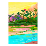 Tropical Backwaters Of Kerala, Nature Jungle Forest Landscape Painting, Dreamy Scenic Travel Lake Palm Bohemian (Print Only) thumbnail