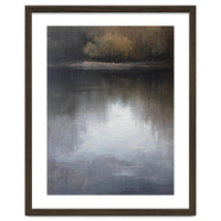Atmospheric Golden Autumn Forest Reflection Oil Painting