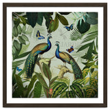 Vintage Exotic Asian Peacocks In Tropical Jungle Landscape thumbnail