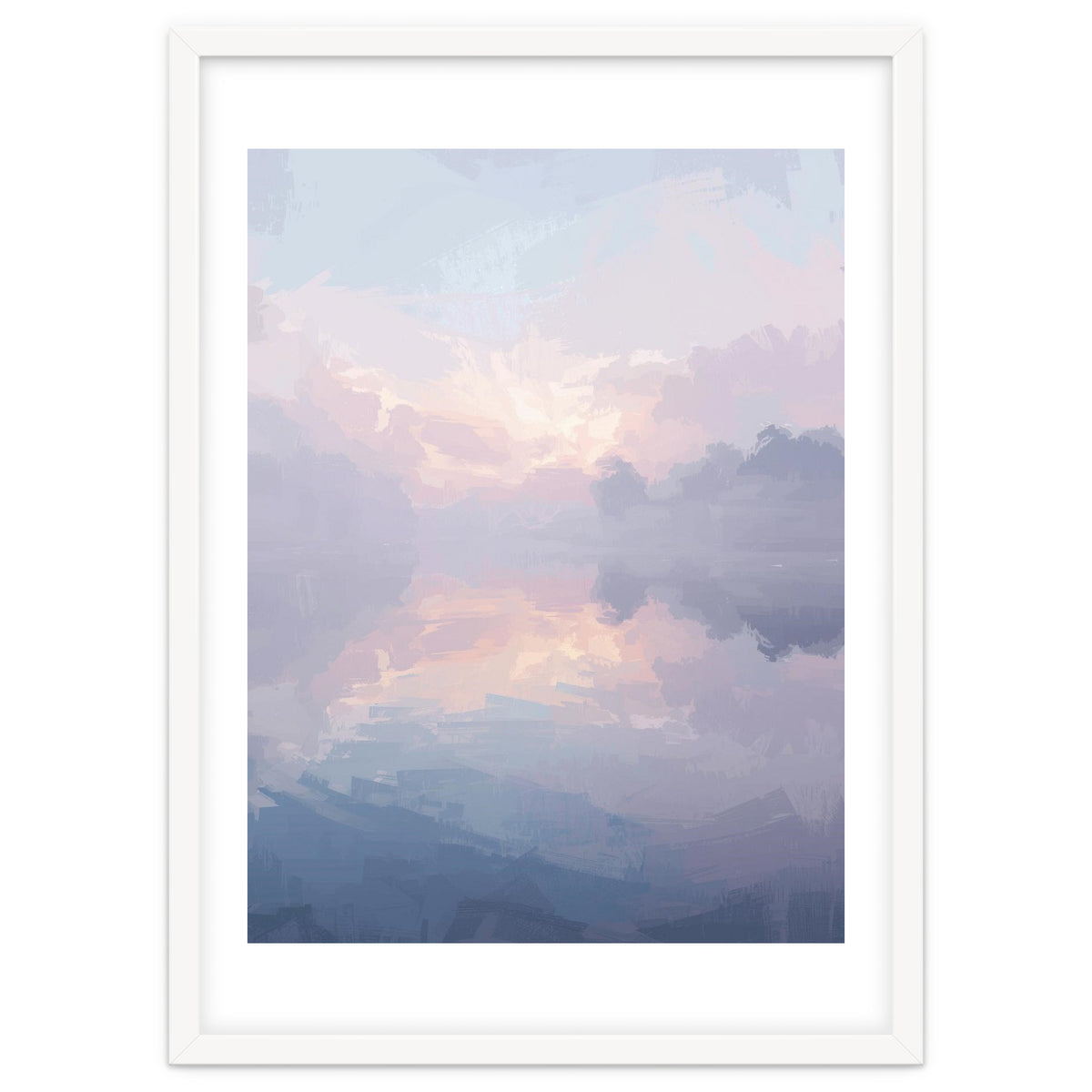 Ethereal Misty Lakeside at Dawn