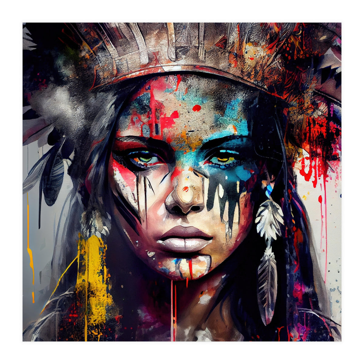 Powerful American Native Warrior Woman #5 (Print Only)