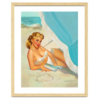 Pinup Sexy Blonde On The Beach