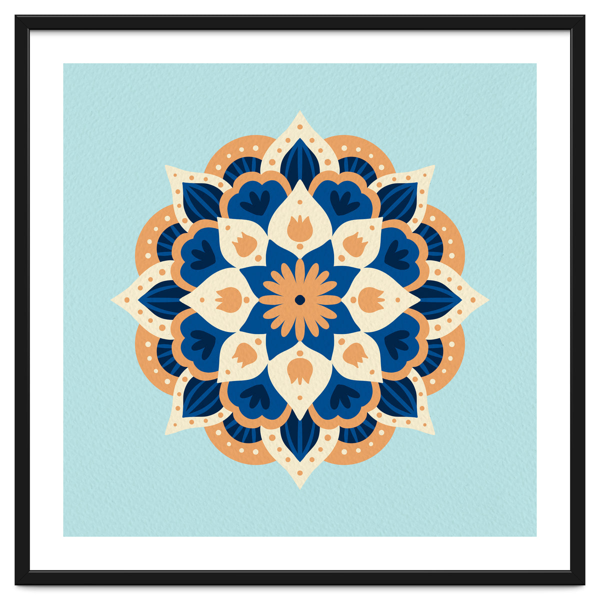 Mandala flower - orange and blue