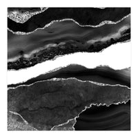 Black & Silver Agate Texture 08  (Print Only)