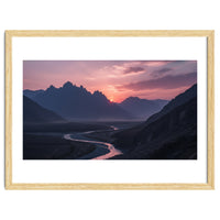 Crimson Sunset Valley: Serene Mountain Vista
