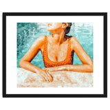 Mi Bebida Por Favor | Modern Bohemian Woman Summer Swim | Swimming Pool Watercolor Fashion Painting thumbnail