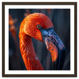 Close Up Flamingo Head Vibrant Orange Plumage thumbnail