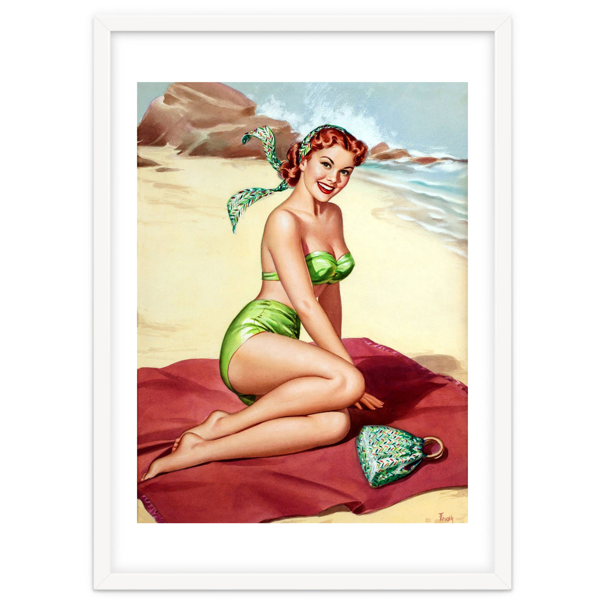 Smiling Pinup Sexy Girl On The Beach