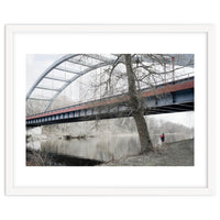 Fishing man under the bridge