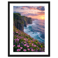 Coastal Sunset Wildflowers: Dramatic Ocean Cliffs and Floral Meadow