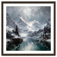 Majestic Snow-Capped Alpine Peaks Reflecting