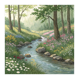 Vibrant Forest Stream Watercolor Painting (Print Only) thumbnail
