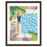 Click, Summer Travel Poolside Swim, Moroccan Tiles Staycation Vacation Holiday, Bohemian Woman Swimsuit Fashion Pose thumbnail