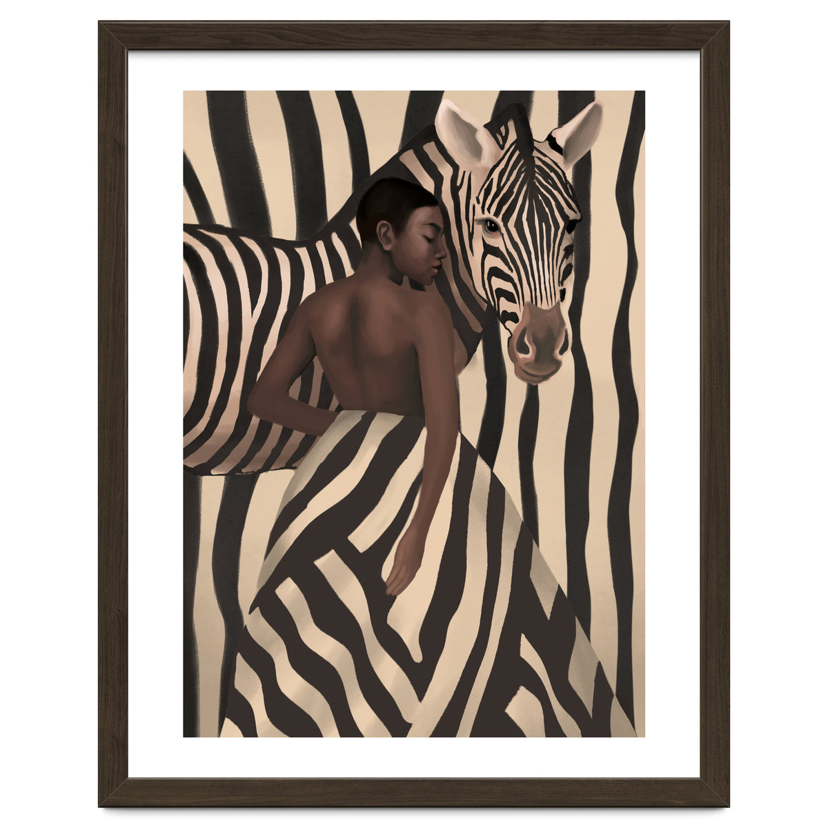 Woman And Zebra In Bold Stripes