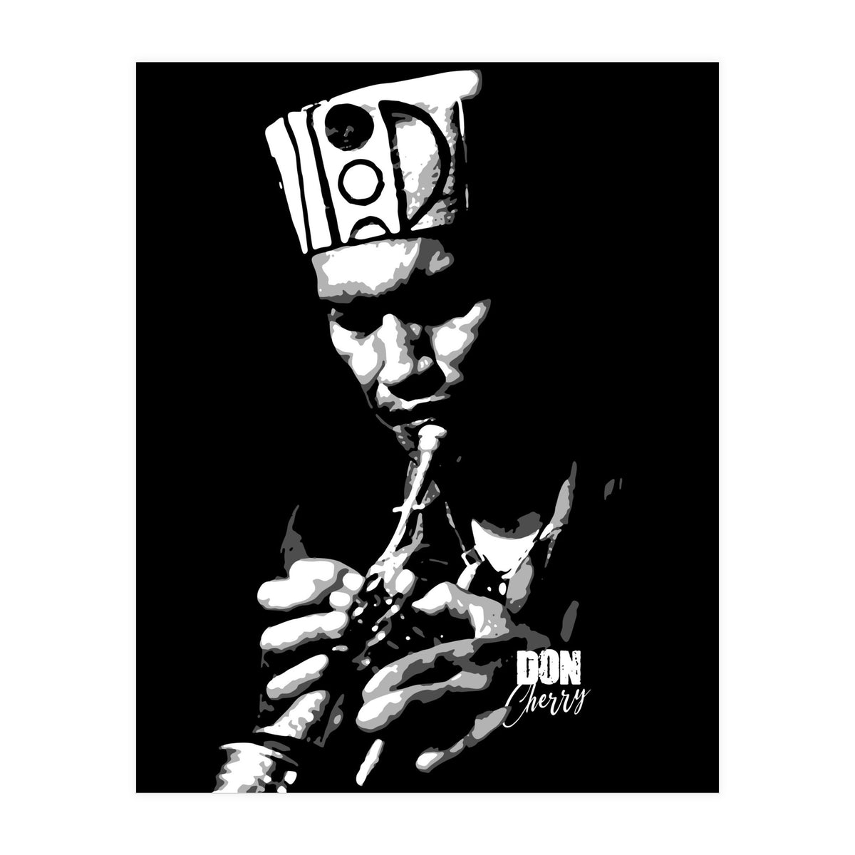 Don Cherry Trumpeter Jazz Music Legend in Grayscale (Print Only)