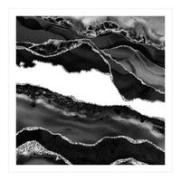 Black & Silver Agate Texture 06  (Print Only)