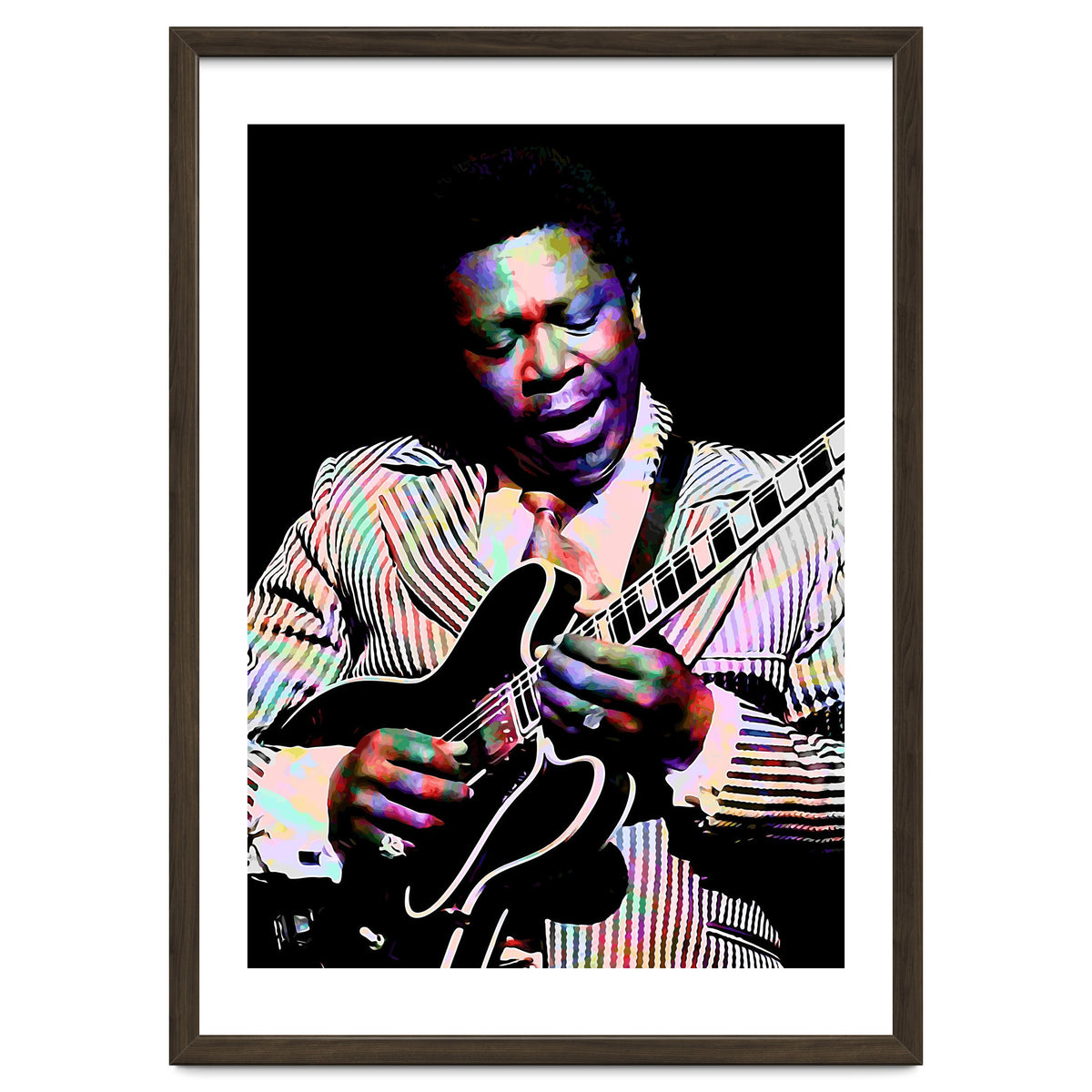 BB King. American Blues Guitarist in Colorful Art