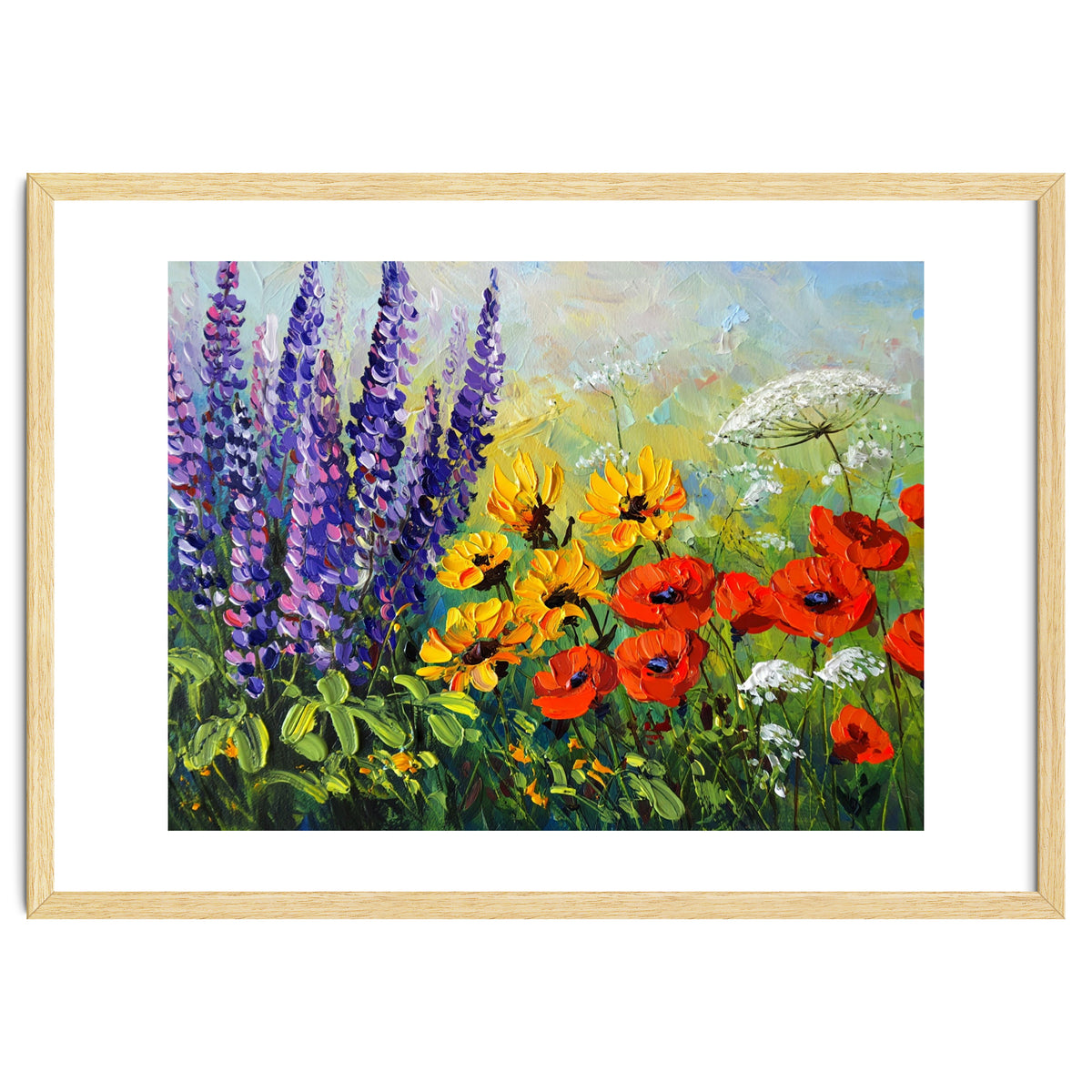 Radiant Summer Wildflower Meadow Oil Painting