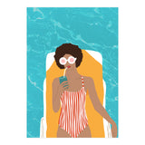 Chilling In The Moment, Eclectic Bohemian Black Woman Of Color, Swimming Pool Afro Fashion Vacation Enjoy Summer (Print Only) thumbnail