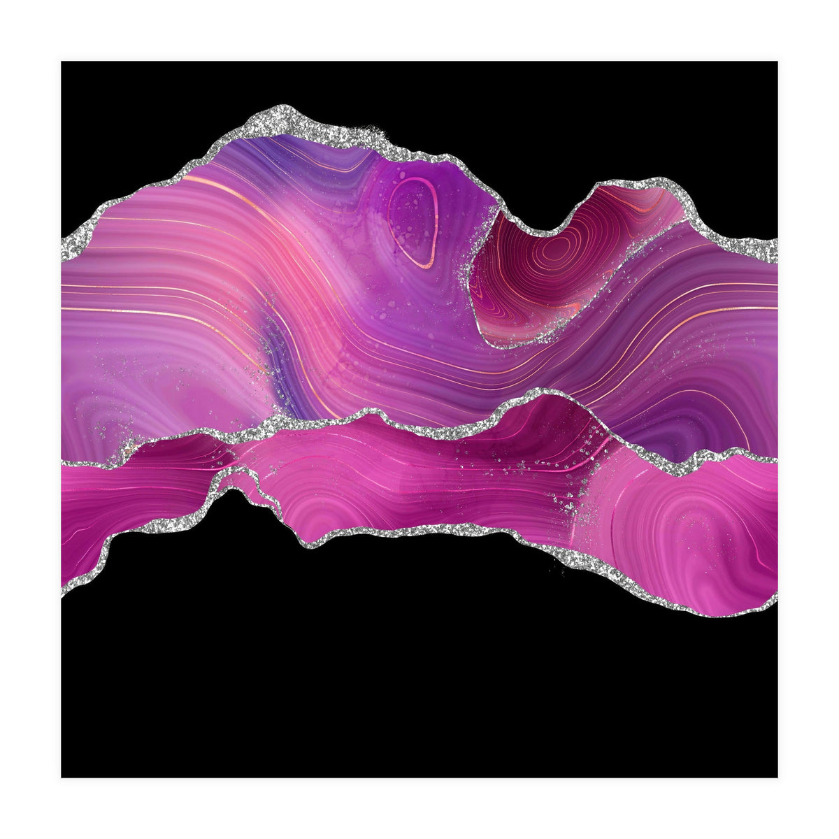 Magenta & Silver Agate Texture 04  (Print Only)