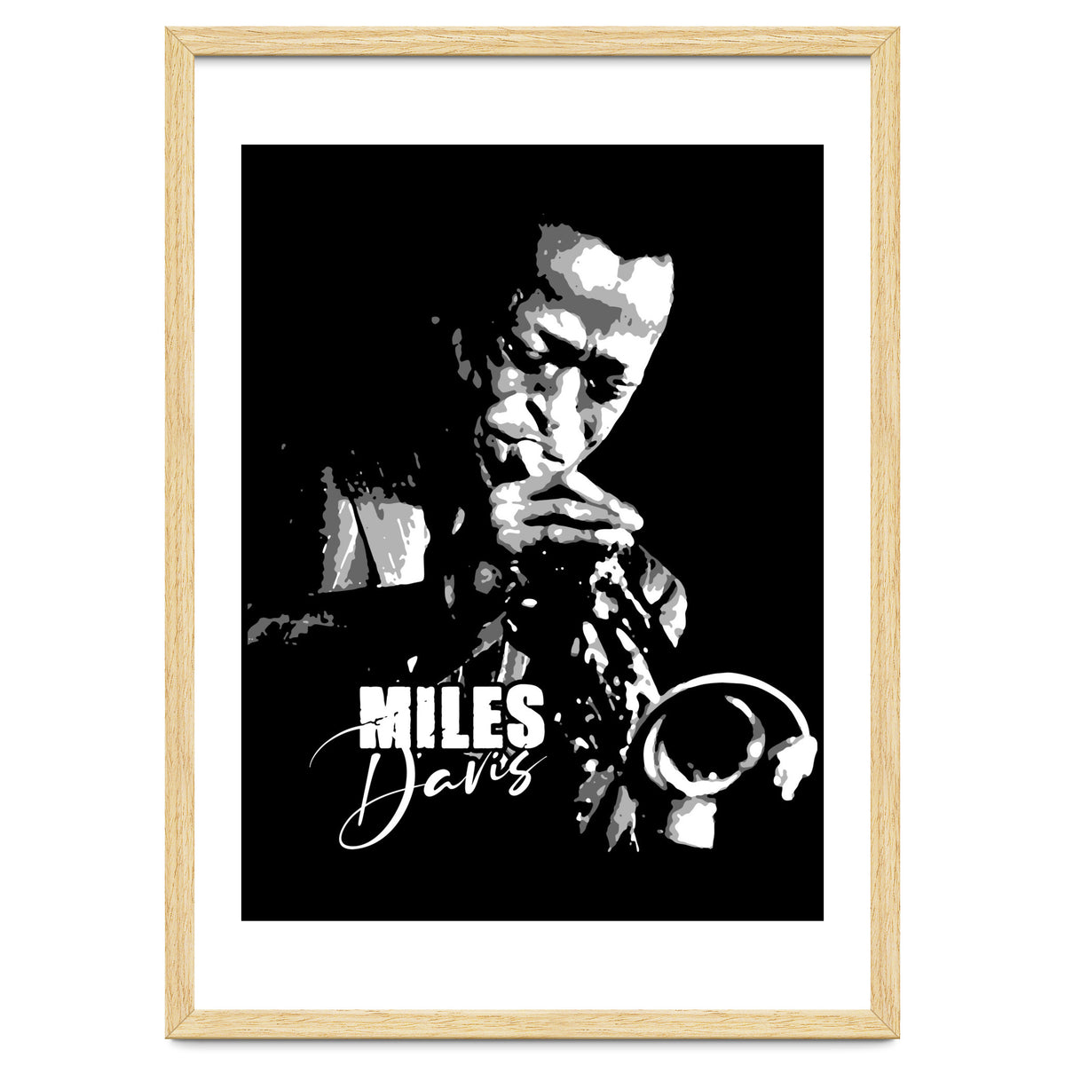 Miles Davis American Jazz Trumpeter in Grayscale